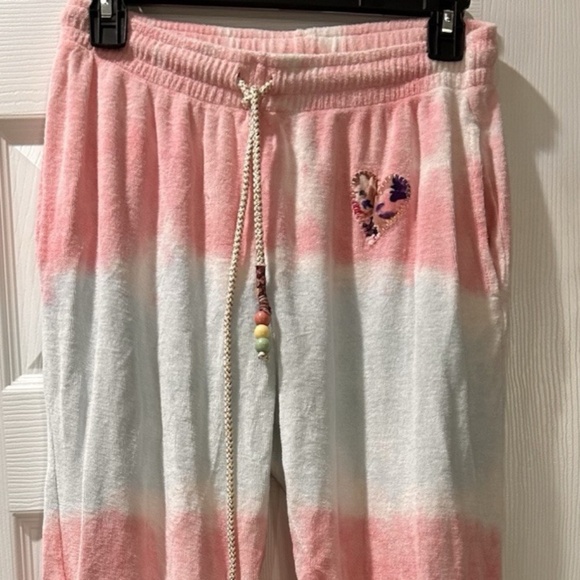 LoveShackFancy Santinella Terry Cloth Jogger Sweatpants Cherry Fizz sz S - Picture 2 of 7